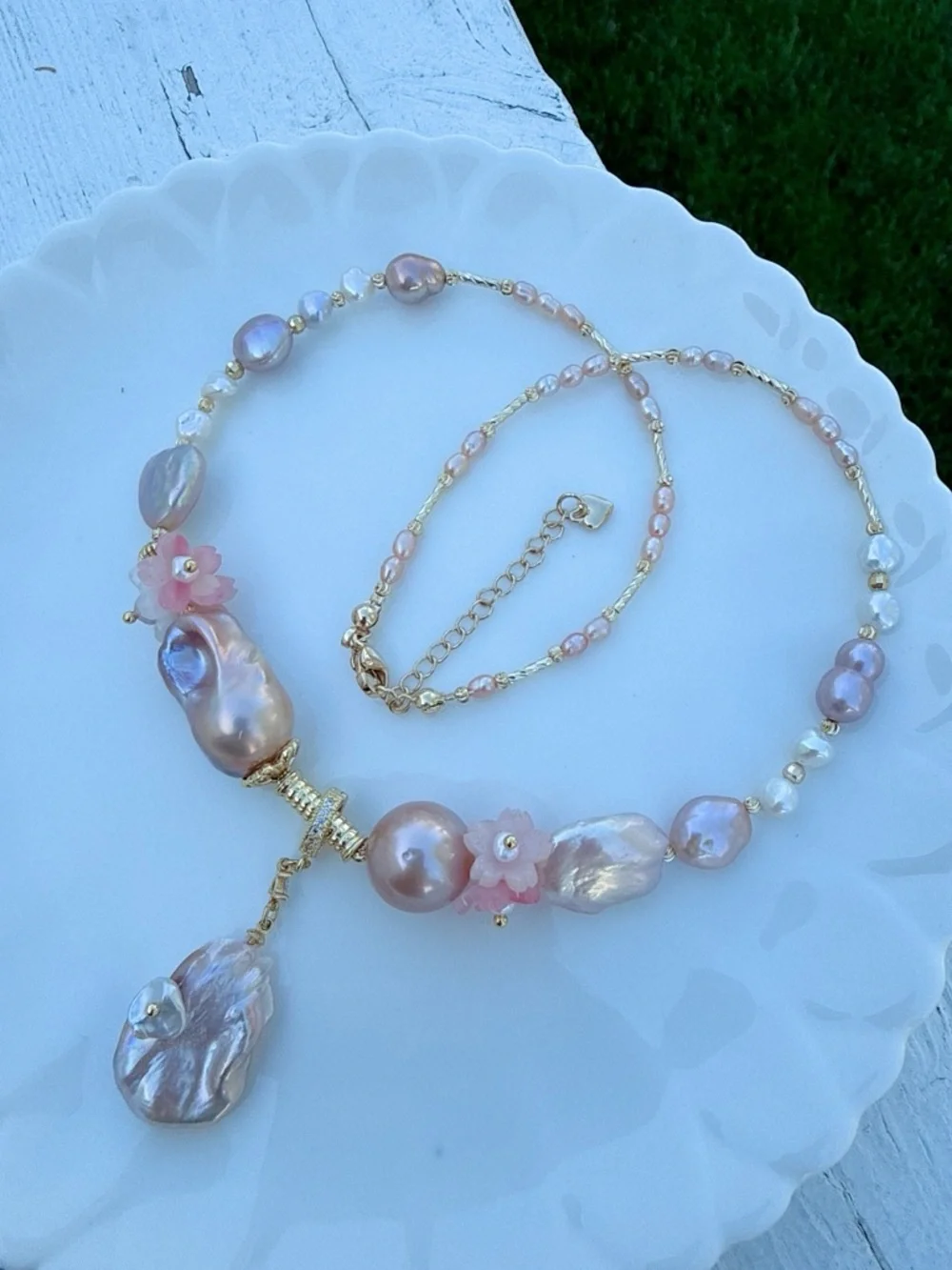 26X350 Handmade Freshwater Baroque Pearl Necklace Flame ball Pearl 16+2” - Picture 7 of 8